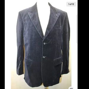 Perry Ellis Men Blazer Navy Blue Corduroy 2 Buttons 40R 100% Cotton